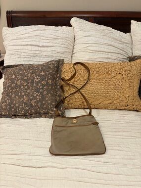Michael Kors Taupe Crossbody with Brown Trim